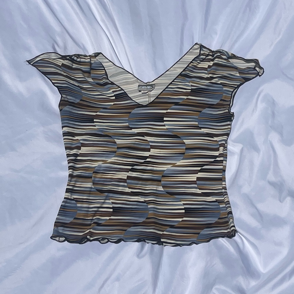 Y2k rave top with striped detail
